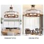 CROSSIO 6 Lights Luxury Round Crystal Chandelier Vintage Brown Iron Pendant Light for Dining Room Bedroom Living Room D25.6'' x H20''
