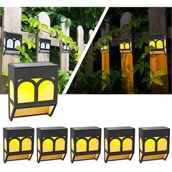 Solar Lights Outdoor Decorative Waterproof LED Deck Lights Fence Solar Powered Step Lights for Front Door,Back Yard,Railing,Warm/Color Changing 6 Pack Christmas Lights