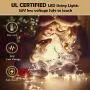 Decute Colors Changing Christmas Lights 4 Colors in 1 String Lights, 11 Modes 108FT 300LED Extendable Waterproof Indoor Outdoor Tree Fairy Lights Warm White & Multicolor with Timer Remote, Clear Wire