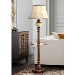 Kathy Ireland 65'' High Night Light Glass Tray Floor Lamp