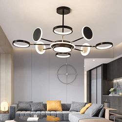 FangYanMei LED Chandelier Modern Acrylic Ceiling Lights Black Metal Lighting, Close to Ceiling Light Nordic Restaurant LED Pendant Lights Lamp Used for Living Room Bedroom Dining Room Lighting