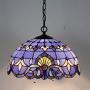 Tiffany Hanging Lamp 16 Inch Pendant Light Blue Purple Baroque Lavender Stained Glass Shade S003C WERFACTORY Chandelier Ceiling Fixture Dining Living Room Bedroom Study Office Coffee Bar Hallway Loft