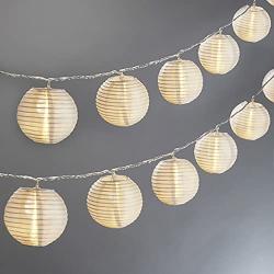 Mini Lantern String Lights - 20 White Nylon Hanging Lanterns with Warm White Bulbs Included, 13 Feet Long, Waterproof for Indoor/Outdoor Lighting, Plug in, Connectable up to 22 Strands