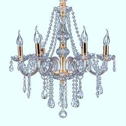 SEFINN FOUR K9 Crystal Chandelier, Modern Candle LED Chandelier Light Fixture Pendant Lighting, Dining Room Bedroom Kitchen Living Room Chandelier of 6 Lights, L21.6'' x W21.6'' x H27''