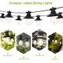 Outdoor String Lights 48ft LED String Lights Outdoor Waterproof ETL Approved Led Heavy-Duty String Light with 15 Plastic Bulbs Shatterproof Christmas String Lights Warm White for Patio Porch