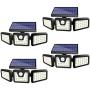 Solar Lights Outdoor, FURANDE 3 Head Super Bright Solar Motion Sensor Light Outdoor IP65 Waterproof 270° Wide Illumination Security Lights Motion Outdoor for Yard, Garage, Pathway 4 Pack