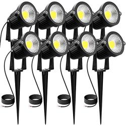 Landscape Lights INNERWILL 5W LED Garden Light 12V-24V Outdoor Flood Lights Landscaping Light Daylight Spotlights Waterproof Low Voltage Lights for Wall, Shed, Garage, Garden Lighting (8 Pack)