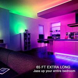 Phopollo Led Lights 65.6ft Long Led Strip Lights for Bedroom Color Changing Luces Led para Decoracion Habitacion RGB DIY Color Option with Power Supply and Remote