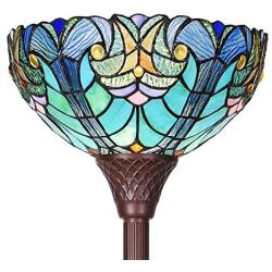 Cotoss Tiffany Style Floor Light, Torchiere Floor Lamp, 70 Inch Tall Tiffany Pole Lamp, Victorian Stained Glass Floor Lamps, Standing Lamp, Leaded Glass Floor Lamp for Living Room