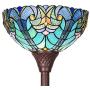 Cotoss Tiffany Style Floor Light, Torchiere Floor Lamp, 70 Inch Tall Tiffany Pole Lamp, Victorian Stained Glass Floor Lamps, Standing Lamp, Leaded Glass Floor Lamp for Living Room