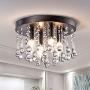 Maxax Crystal Chandelier Lighting,Modern Mini Chandelier 4 Lights Flush Mount Ceiling Light for Hallway, Kitchen, Dining Room, Kids Room,Antique Black Finish