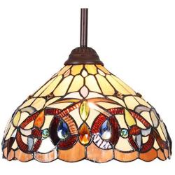 Capulina Tiffany Style Kitchen Lighting, 1-Light Stained Glass Lighting Fixtures, 12 inch Wide Lampshade Mini Pendant Light, Victorian Kitchen Island Lighting, Tiffany Hanging Pendant Light