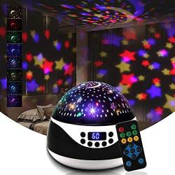 Star Projector Night Light for Kids,Baby Night Light Projector for Bedroom - with Moon Timer Remote and Music Speaker - Best Gift for Kids - Black