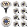 Solar Lights Outdoor, 8 LEDs Solar Ground Lights, Garden Lights Solar Powered Waterproof Solar Landscape Lights for Deck Lawn Pathway Yard Driveway Walkway(Warm White, 10-Pack)
