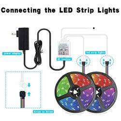 Led Strip Lights 32.8ft, 5050 RGB Led Lights, IP20 Non Waterproof Color Changing with 20 Colors 8 Light,LED Lights Strips Kit with 44 Keys IR Remote Controller 12V Power Supply (32.8ft)