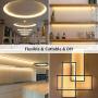 LE LED Strip Light White, 16.4Ft Dimmable Vanity Lights, 3000K Super Bright LED Tape Lights, 300 LEDs SMD 2835, Strong 3M Adhesive, Suitable for Home, Kitchen, Under Cabinet, Bedroom, Warm White