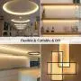 LE 16.4ft Dimmable LED Strip Light Kit with 12V Power Supply, 300 LEDs SMD 2835, Non-Waterproof Tape, Flexible Rope Light for Home, Kitchen, Under Cabinet, Bedroom and More, Warm White