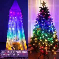 Rainbow LED String Curtain Lights with Remote, USB Fairy Rainbow Icicle Lights for Girls Room, Kids Room, Mermaid Decor, Christmas Décor, Unicorn Décor, Birthday, Party Décor(Premium Version)