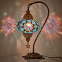 Stunning Handmade Turkish Moroccan Mosaic Glass Colorful Boho Table Desk Bedside Lamp Light Lampshade (Blue & Multi)