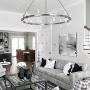 MEEROSEE Brushed Nickel Chandelier Modern Farmhouse LED Pendant Lighting Fixture D35.43'' Acrylic Shade 24 Lights Round Dining Room Chandeliers for Island Kitchen Living Room Dimmable