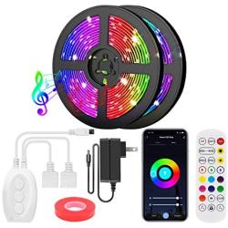 Smart Bluetooth LED Strip Lights 40FT with App Controller, RGB 5050 LED Tape Lights Color Changing Music Sync Lights with IR Remote & 12V UL Listed Adapter for Home Bedroom Kitchen TV Party Decoration