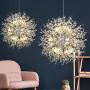 Chandelier Fireworks Pendant Lighting Modern LED Stainless Steel Crystal Ceiling Light Fixtures for Dining Room Bathroom Bedroom Livingroom, Dia 19.7 inch, 9-Light