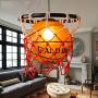 Creative Basketball Hanging Light Fixtures Pendant Lighting Chandelier Lamps, Ceiling Lights with Glass Lampshade for Children Bedroom Reataurant Bar Shops