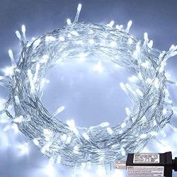 Indoor String Lights, HONGM Waterproof Fairy Light 8 Modes 100 LED 49.2 Feet Decorative Lights Plug in 30V Transformer Safe Voltage for Bedroom, Patio, Wedding, Party (Cool White)