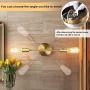 Gold Vanity Lights, UL Listed 2-Light Bathroom Light Fixtures Over Mirror Brass Sconce Modern Semi Flush Mount Ceiling Light Fixture for Toilet Bedroom Living Dining Room Restaurant Hallway Entryway