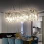 Crystal Chandelier, 4-Light Modern Chandelier, Rectangle Raindrop Ceiling Light Fixture for Dining Room Kitchen Islander E12 Bulbs Required L33''x W10”x H7”