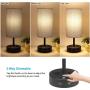 Table Lamp, Bedside Lamp with USB Port, 3 Way Dimmable Touch lamp, Table Lamps for Bedrooms, E26 LED Bulbs Included Nightstand Lamps, Small Desk Lamp with Grey Fabric Ideal for Living Room or Office