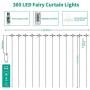 YZIXNUY String Lights, 360 LED Curtain Light, 11.8Ftx9.8Ft, 8 Mode with Remote, Fairy Lights for Christmas Decorations, Bedroom, Wedding, Party, Home, Garden (Rainbow)