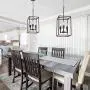 VINLUZ 3 Light 12 W Hall-Foyer Cage Pendant Light Lantern Iron Art Design Oil Rubbed Bronze Farmhouse Chandelier Ceiling Lighting for Kitchen Dining Room Entryway Foyer