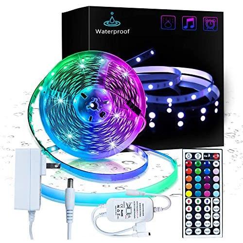 Inscrok 16.4ft LED Light Strips 5050 RGB Waterproof LED Strip Lights for Bedroom，Aesthetic Room Decor, Home Decorations