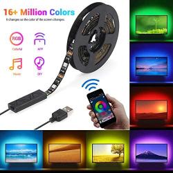 TV LED Backlights, CT CAPETRONIX 9.84ft USB RGB Strip Lights Kit, 5050 LEDs Lighting Music Sync Color Changing with Manual or APP Control for iOS Android for TV/Monitor Sizes 32 inch and Above