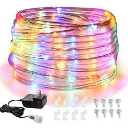 Rope Lights Outdoor, 12v Mini Low Voltage LED Multi Color Copper Light, Tube Lighting with Adaptor, Plug and Play, Connectable Waterproof Festive Lights String for Christmas Halloween Party Camping