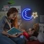 15'' LED Moon Star Shaped Neon Signs Decor Wall Decor Art Sign Light for Home Decoration, Bedroom, Lounge, Office, Wedding, Christmas Party Operated by USB