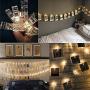 ANJAYLIA LED Fairy String Lights with Clips Battery Operated Photo Clip String Lights, 16.4ft 40LED Hanging Polaroid Pictures Photos, Ideal Gift for Her Christmas Dorms Bedroom Decoration