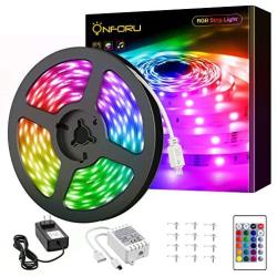 Onforu 49.2ft LED Strip Lights for Bedroom, 15m RGB LED Light Strip with Remote, Color Changing Rope Lights with 5050 LEDs, 24V Colored Room Lights, Adhesive Tape Light for TV, Ceiling, Cupboard, Bar