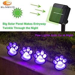 Elnsivo Solar Paw Print Lights, Purple Lights Halloween Decor, Solar Lights Outdoor Dog Cat Puppy Animal Garden Lights for Patio,Yard,Any Pet Lover (Solar Purple paw)