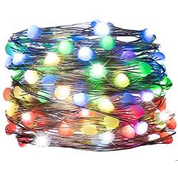 Fairy Lights 33Ft 100 LED Upgraded Larger RGB Bulb Brighter Color Changing USB Lights with Remote & Light Clips, Unique Dual/Triple Colors Christmas Light for Bedroom Wedding Christmas