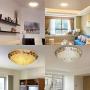 LITFAD 2 Lights Shell Shade Flush Mount Ceiling Lights Stain Glass Tiffany Ceiling Lamp Farmhouse Style Mosaic Pendant Light in Off-White Hotel Cafe Living Room