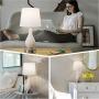 Touch Control Ceramic Table Lamp with USB Charging Ports, Dimmable Modern Nightstand Lamp with White Fabric Shade, Bedside Minimalist Lamp for Bedroom, Living Room, Office, A19 6W LED Bulb Included Touch Control Ceramic Table Lamp with USB Charging Ports, Dimmable Modern Nightstand Lamp with White Fabric Shade, Bedside Minimalist Lamp for Bedroom, Living Room, Office, A19 6W LED Bulb Included