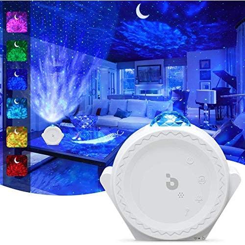 Star Projector, 3-1 Ocean Wave Night Light Projector for Kids with LED Nebula Cloud&Moon, Voice Control, 13 Galaxy Projector Lighting Effects for Bedroom/Home Theater/Room Decor (White)