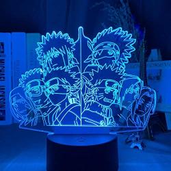 3D Night Light Illusion Led Decor New Year Gifts USB Anime Led Night Light Japanese Anime Naruto Team 7 Obito Uchiha Kakashi Hatake Rin Nohara Sasuke Sakura Haruno Table 3D Lamp Bedroom GLASA