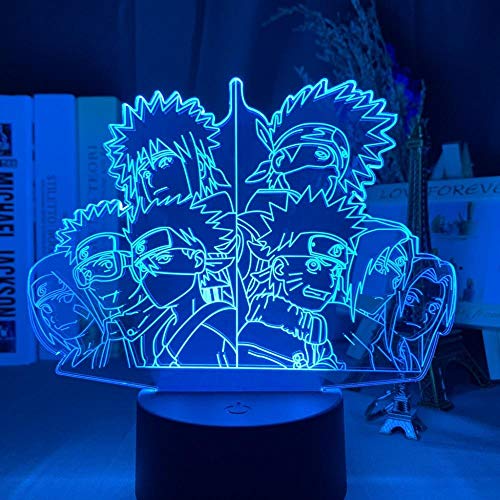3D Night Light Illusion Led Decor New Year Gifts USB Anime Led Night Light Japanese Anime Naruto Team 7 Obito Uchiha Kakashi Hatake Rin Nohara Sasuke Sakura Haruno Table 3D Lamp Bedroom GLASA