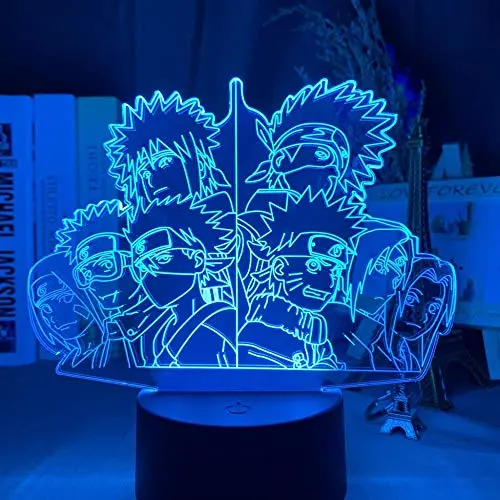 3D Night Light Illusion Led Decor New Year Gifts USB Anime Led Night Light Japanese Anime Naruto Team 7 Obito Uchiha Kakashi Hatake Rin Nohara Sasuke Sakura Haruno Table 3D Lamp Bedroom GLASA