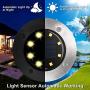 12 Pack Solar Ground Lights Outdoor with 8 LEDs Warm White Auto on/off Garden Waterproof In-Ground Disk Lights for Patio, Yard, Lawn, Pathway, Walkway