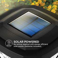 Home Zone Security Solar Post Cap Lights - Decorative Glass LED Outdoor 4x4 (3.5 x 3.5 in.) Post Lights, Black (2-Pack)