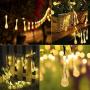 Outdoor Solar String Lights 25.7 Feet 40 Led Water Drop Solar Powered Lights with 8 Modes, Waterproof Fairy Crystal Lights for Patio Garden Yard Tree Wedding Party Decor (Warm White)